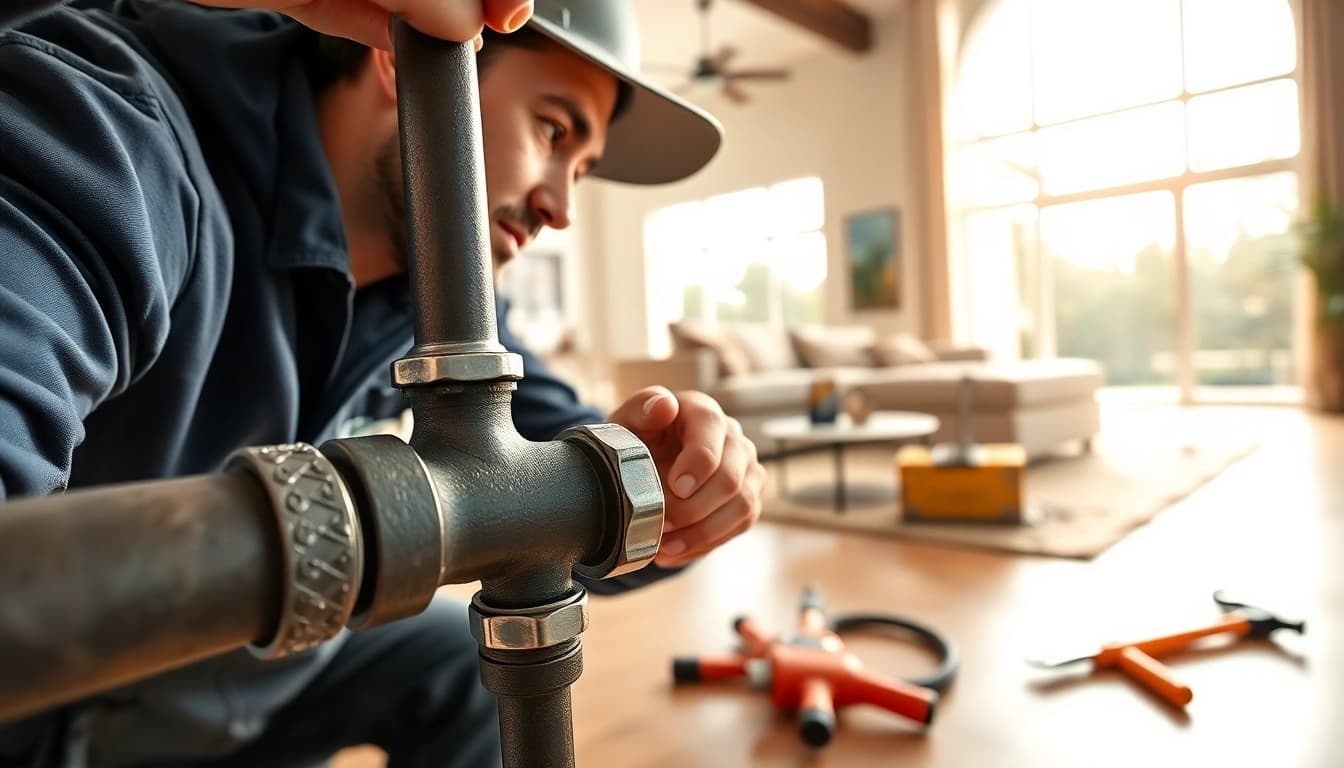 Whole house repiping services Tampa demonstrated by a professional plumber in a modern home.