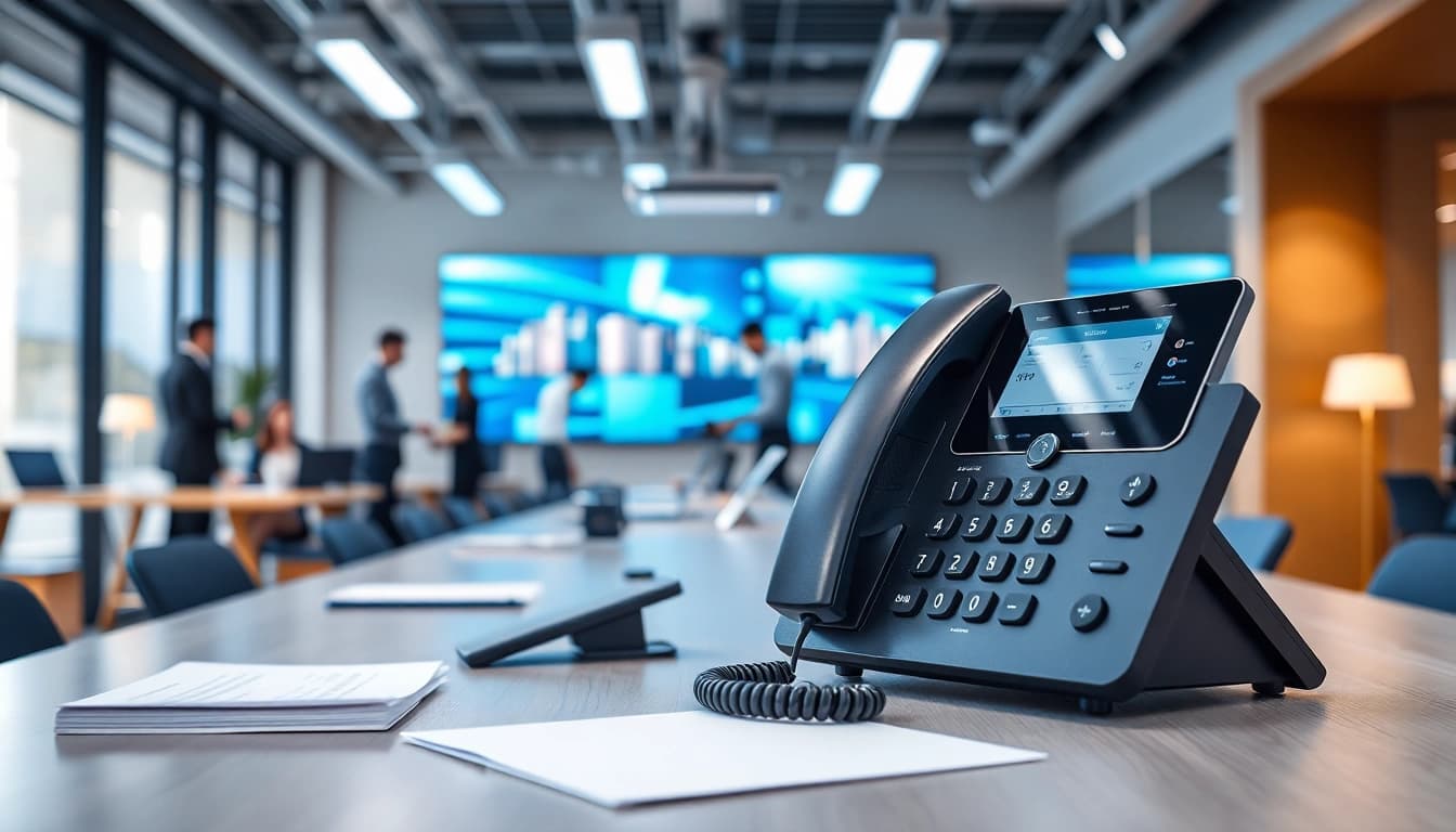 Explore advanced telephone systems enhancing communication in a modern office.