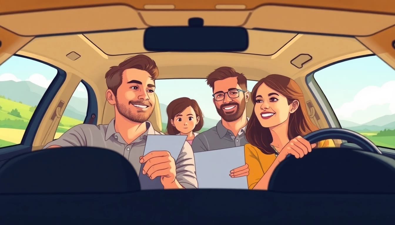Understand extended auto warranty plans while a family enjoys a car ride together.
