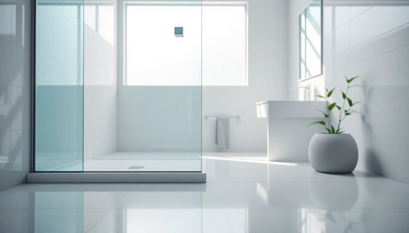 Dusche 100x100 in modernem Badezimmer mit eleganter, klarer Gestaltung und sanften Farben.