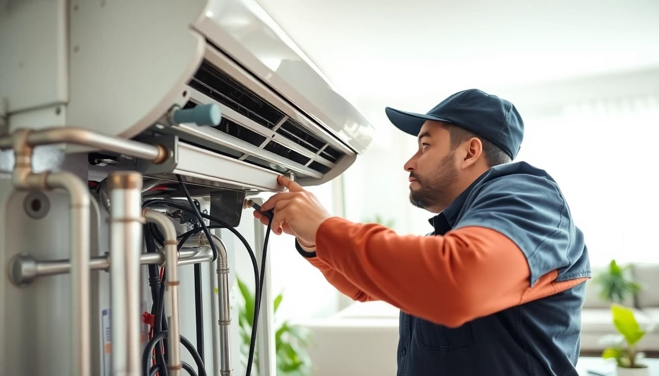Fixing AC Repair Tampa unit with technician ensuring quality service.