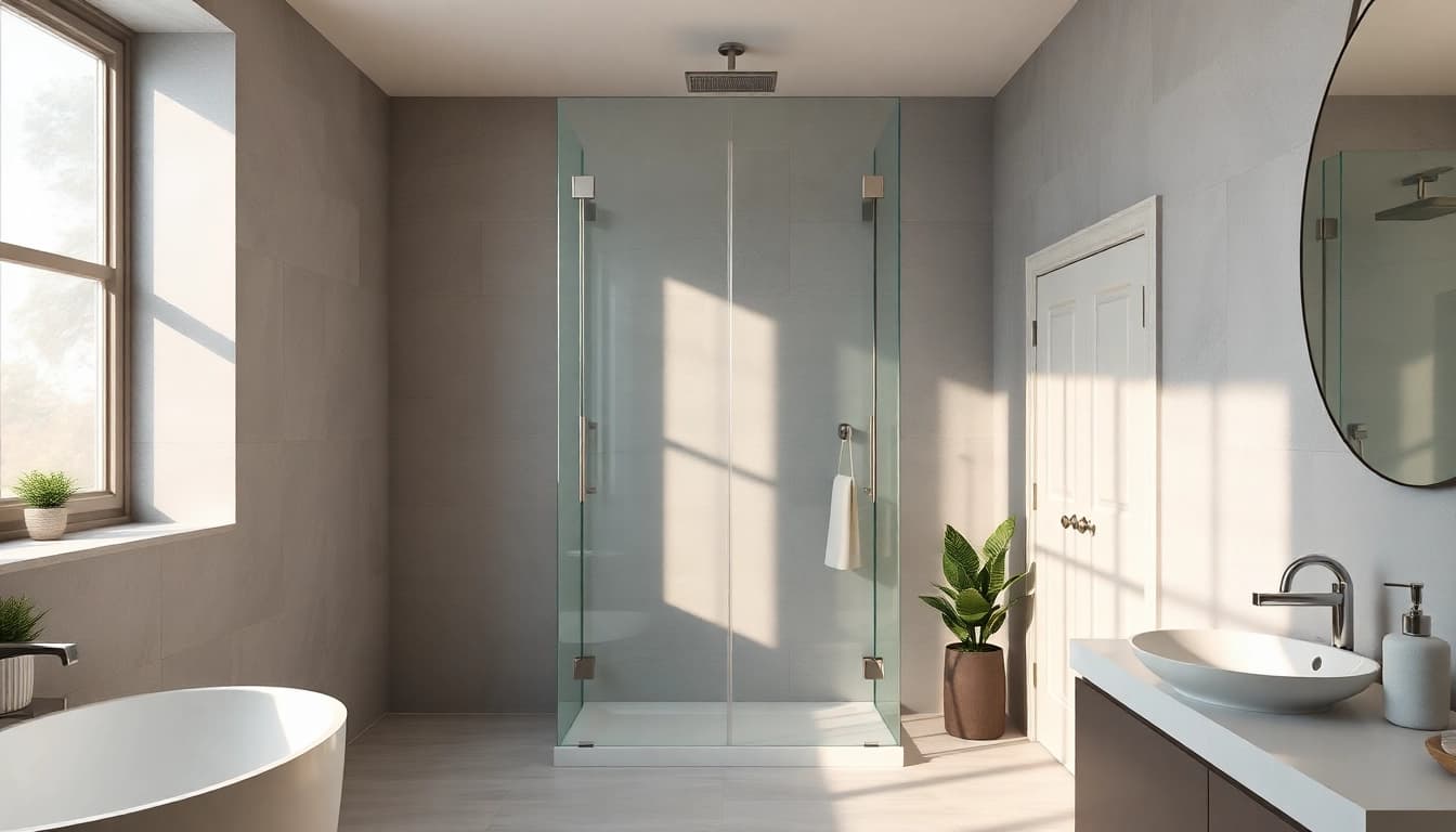 Experience elegant showers within a modern bathroom featuring sleek design and tranquil atmosphere.