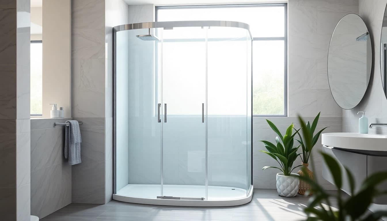 Die sonni Duschkabine 90x90 präsentiert sich elegant in einem modernen Badezimmer mit natürlichem Licht.