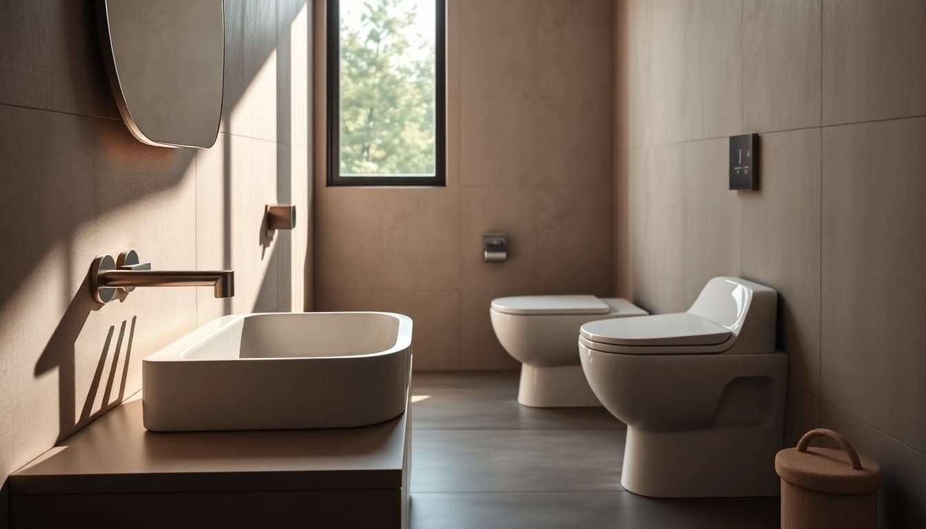 Elegant sonni sanitär fixtures enhancing a modern bathroom, showcasing style and design.