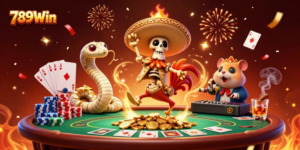 Experience top thrills at 789Win with a vibrant 3D casino scene featuring playful characters and gaming excitement.
