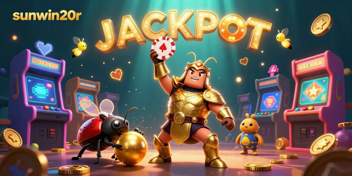 Win big with sunwin20r in a captivating 3D illustration packed with casino elements.