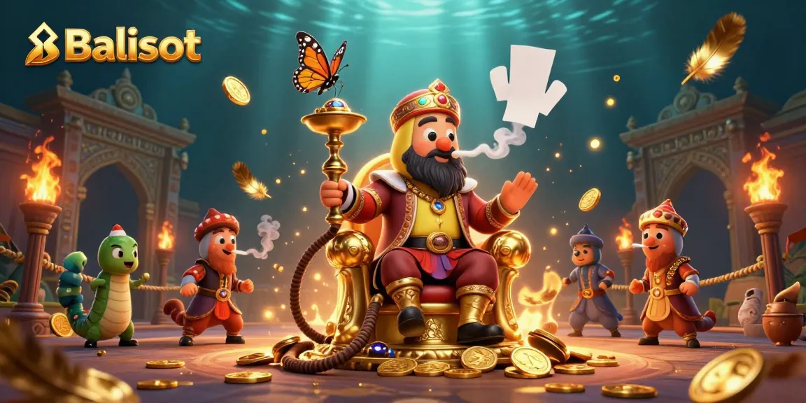 Balislot offers a vibrant and dynamic casino scene featuring a sultan caterpillar and golden coins, capturing the thrill of gaming.
