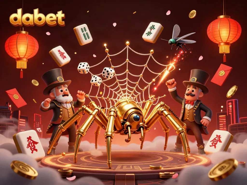 Dabet offers thrilling games with a golden spider theme catching lucky dice in its web.