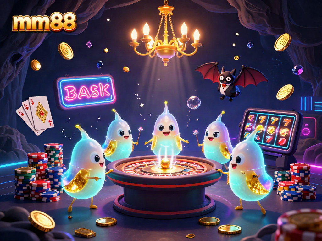 Experience the thrill of mm88 with vibrant casino action, illuminated by glowing glowworms.