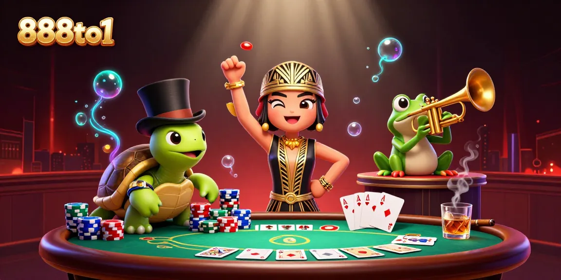 Engage in 888to1's thrilling casino adventures with vibrant 3D characters and gaming elements.